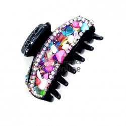 Clama pentru prins parul tip cleste CLM010LL Negru cu strasuri, pietre si caviar